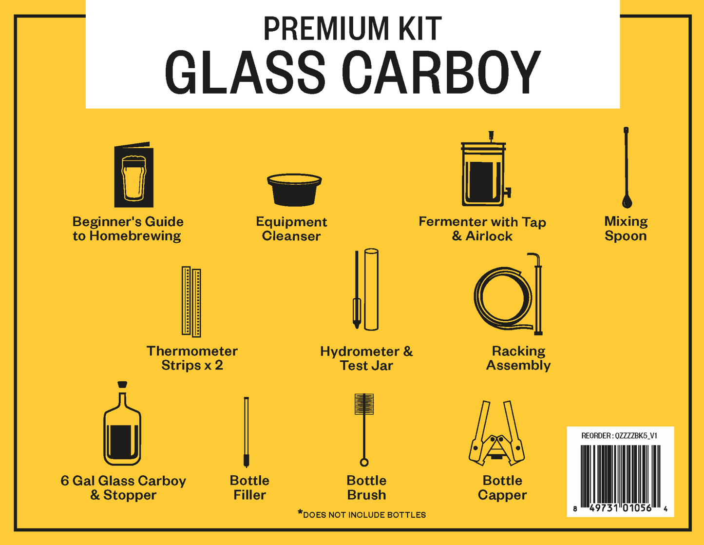 Handcraft Supplies Homebrewing Starter Kit with Glass Carboy